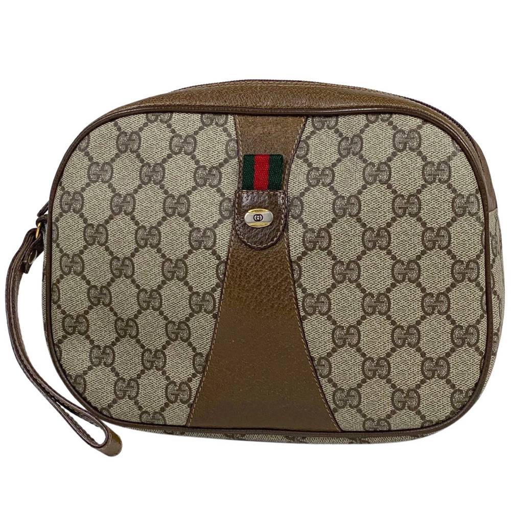 Gucci GG clutch bag Sherry Web canvas brown